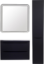 Style Line Мебель для ванной Бергамо Мини 80 подвесная черная Люкс антискрейтч Plus – фотография-14